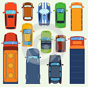 Car vehicle top view vector set icon transport isolated transportation vehicle