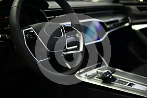 Car ventilation system and air conditioning - details dashboard touch screen controls of modern car