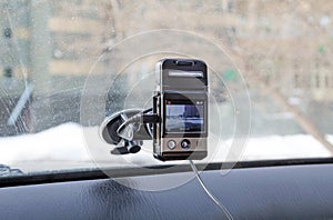 Car video recorder installed on window