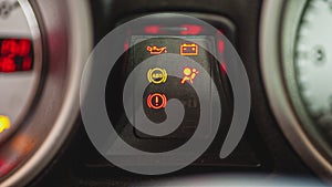 Car warning lights details lit