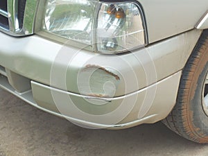 The car was hit by an accident because of abrasions or collapsing. Should be repaired.