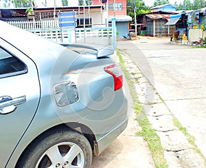 The car was hit by an accident because of abrasions or collapsing. Should be repaired.