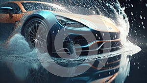 Car Wash Banner, Automobile Cleaning Center Concept Illustration, Generative AI
