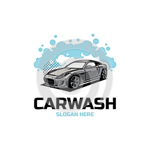 Car wash and car cleaning logo design concept