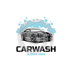 Car wash and car cleaning logo design illustration