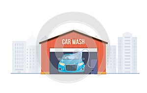 Car wash. Car washing service center full, self service facilities.