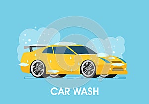 Car wash. Flat design vector illustration