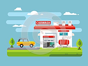 Car wash flat illustration