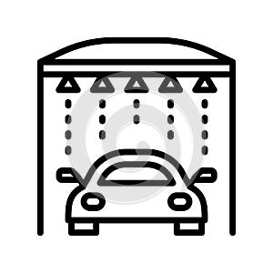 Car wash flat line icon. Outline sign for mobile concept and web design, store