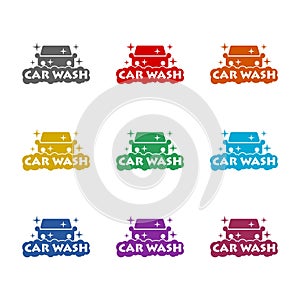 Car wash icon isolated on white background. Set icons colorful