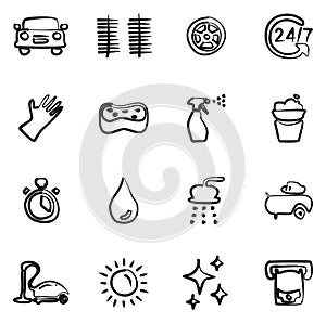 Car Wash Icons Freehand