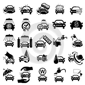 Car wash icons set