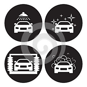 Car wash icons set