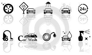 Car wash isolated objects set