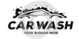 Car wash logo black color flat style