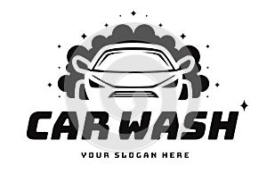 Car wash logo black color flat style