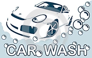 Car Wash Logo - Clean Car. Abstract Lines Logo. vector illustration