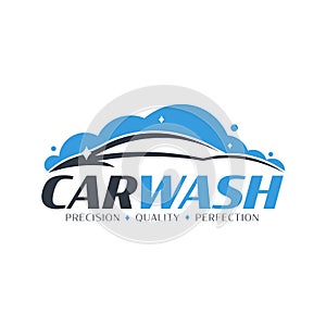 Car Wash logo. Cleaning Car, Washing and Service. Vector logo with auto.