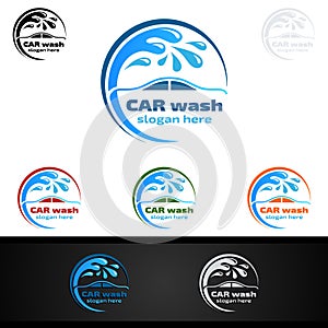 Car Wash Logo, Cleaning Car, Washing and Service Vector Logo Design