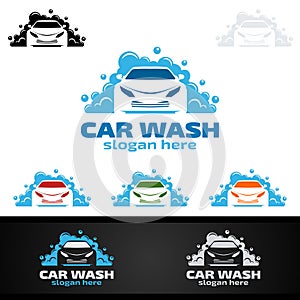 Car Wash Logo, Cleaning Car, Washing and Service Vector Logo Design