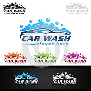 Car Wash Logo, Cleaning Car, Washing and Service Vector Logo Design photo