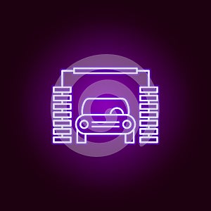 car wash machine outline icon in neon style. Elements of car repair illustration in neon style icon. Signs and symbols can be used