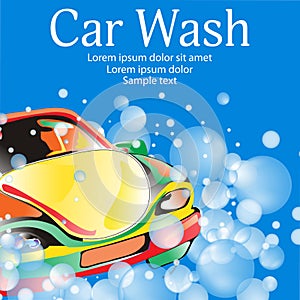 Car wash. Poster template for your design. Vector