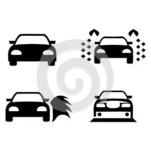 car wash process icons set