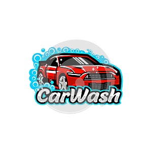 Car wash Red Car service cleaner auto