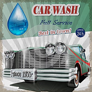 Car wash retro poster