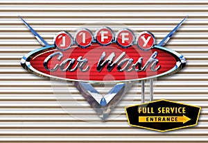 Car Wash Retro Vintage Chrome Sign