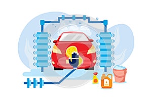 Car Wash Service Illustration concept. Flat illustration isolated on white background