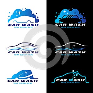 Car wash service logo vector set design photo