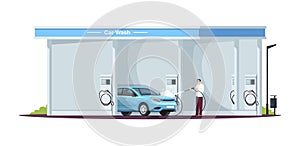 Car wash service semi flat RGB color vector illustration