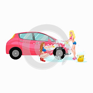 Car wash services, auto cleaning with water and soap