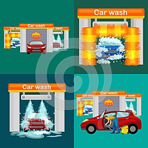 Car wash services, auto cleaning with water and soap