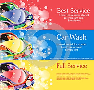 Car wash. A set of banners for your design. Vector