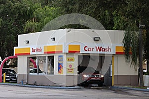 Car wash at a Shell gas station.