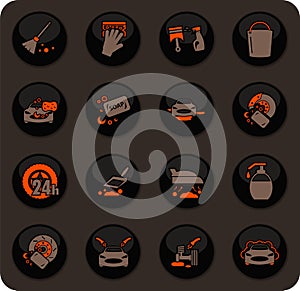 Car wash shower service icons set