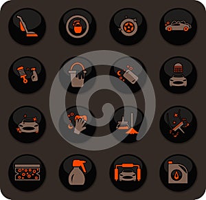 Car wash shower service icons set