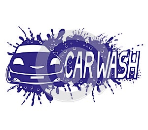 Car wash sign with water splash.