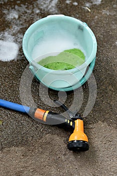 Car wash tool, Water spray with bucket and sponge