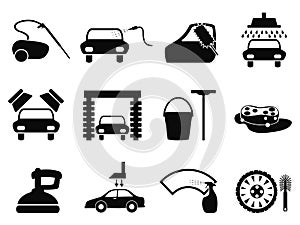 Car washing icons set