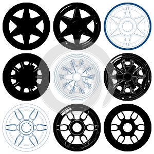 Car Wheel Disc Rims Isolated Illustration On White Vector