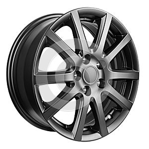 Car Wheel discs. Car wheel Rim black color matt isolated on white background