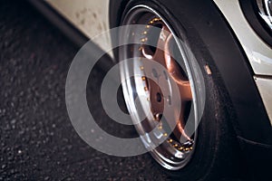 Car wheel fitment stance photo