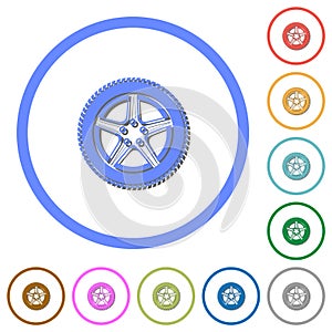 Car wheel icons with shadows and outlines photo