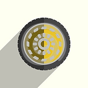 Car wheel flat icons with of shadow. Vector illustration
