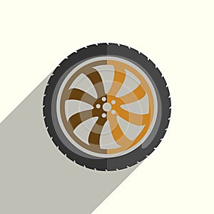 Car wheel flat icons with of shadow. Vector illustration