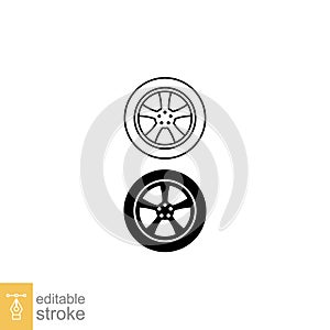 Car wheel icon symbol vector line and glyph icon. Flat and outline Tire, car rim